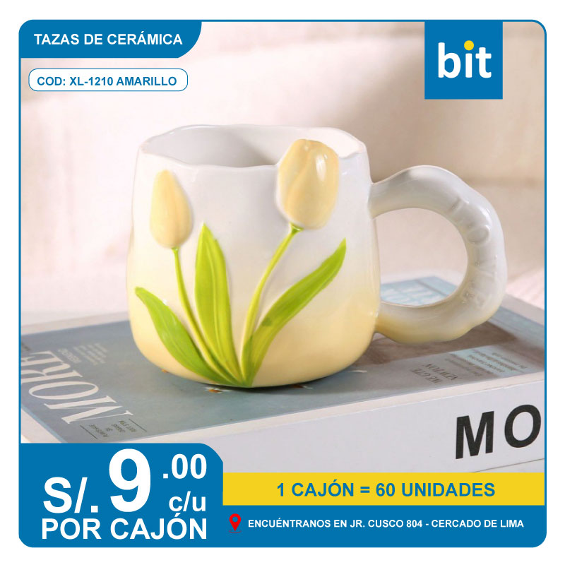 C03 TAZA DE CERÁMICA / COD: XL-1210 AMARILLO- CJN 60 UNDS