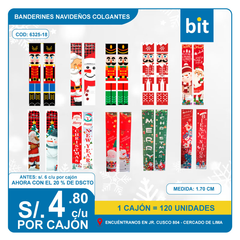 C02 COLGANTE BANDERÍN NAVIDEÑO / COD: 6325-18 CJN 120 UNDS