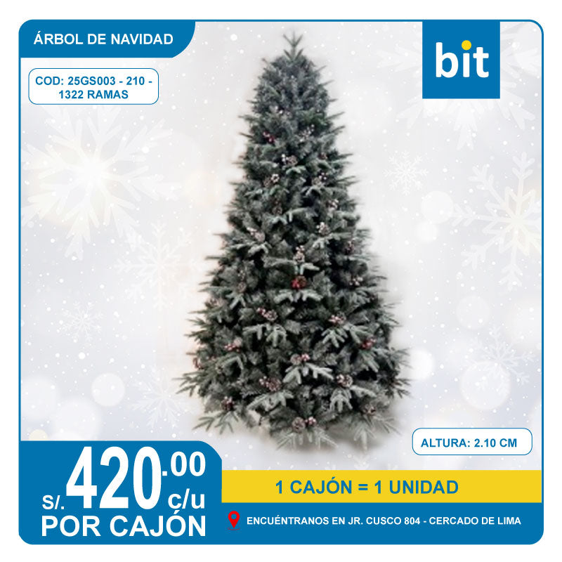 C03 ÁRBOL NAVIDEÑO / COD: 25GS003 - 210 - 1322 RAMAS- CJN 1 UND