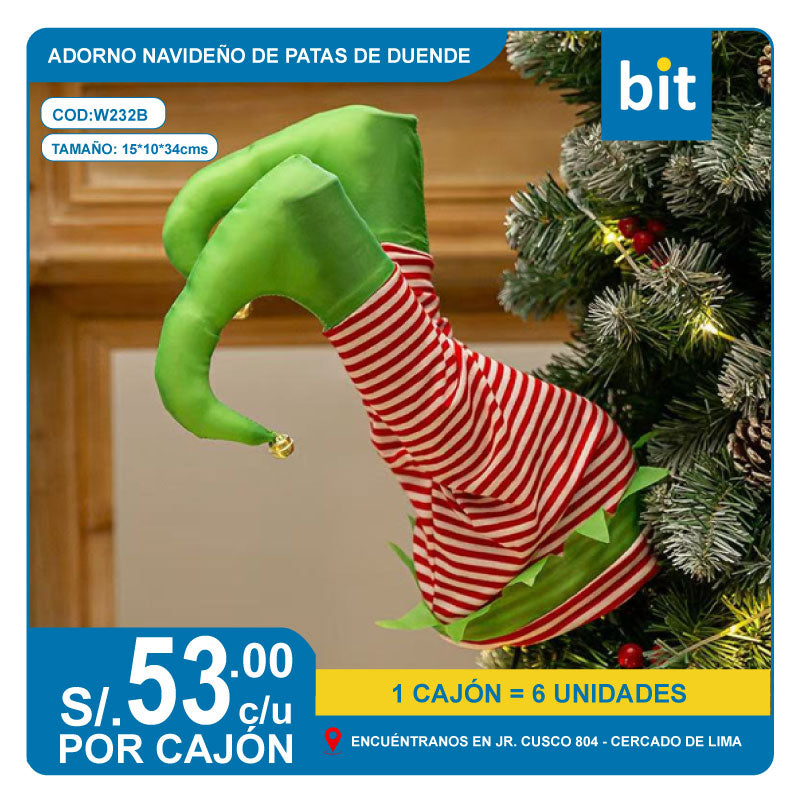 C03ADORNO NAVIDEÑO TIPO PATAS DE DUENDE  / COD: W232B - CJN 6 UNDS