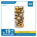C03 SET DE 24 BOLAS DE 8 CMS / COD:8cm/24pcs DORADO- CJN 9 SET'S