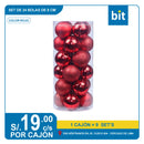 C03 SET DE 24 BOLAS DE 8 CMS / COD:8cm/24pcs ROJO- CJN 9 SET'S