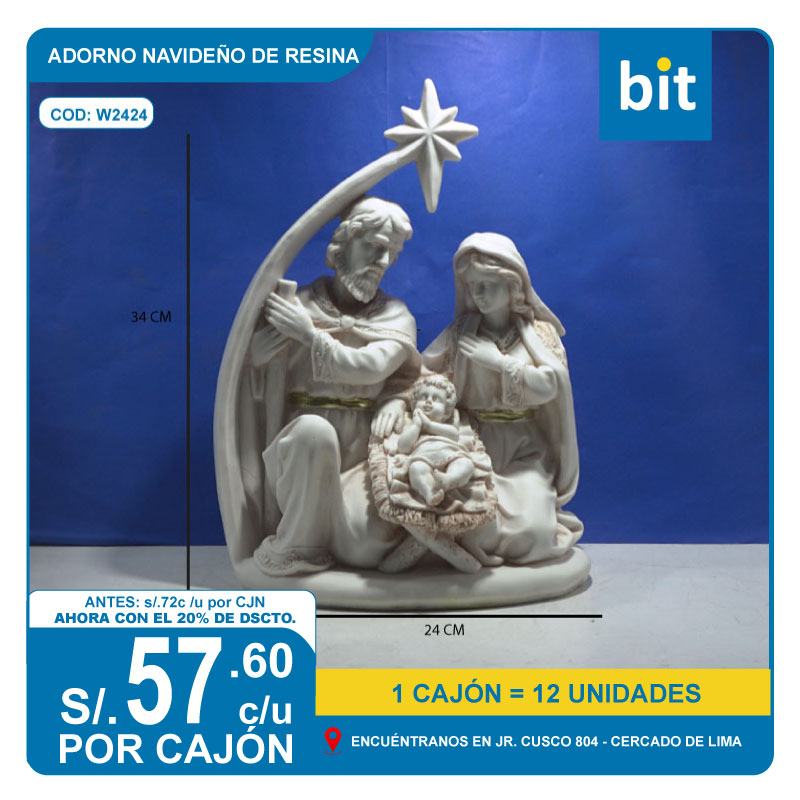 C03 ADORNO NAVIDEÑO DE RESINA/ COD: W2424 - CJN 12 UNDS