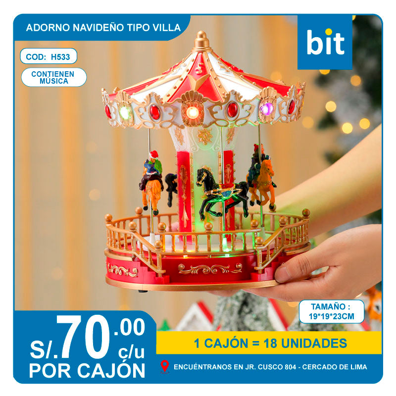 C03 ADORNO NAVIDEÑO TIPO VILLA TAMAÑO : 19*19*23CM / COD: H533 - CJN 18 UNDS