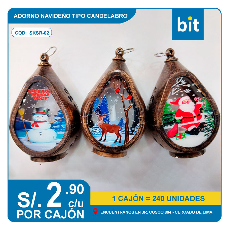 C03 ADORNO NAVIDEÑO CON TIPO CANDELABRO CON LUZ ARTIFICIAL / COD:SKSR-02- CJN 240 UNDS