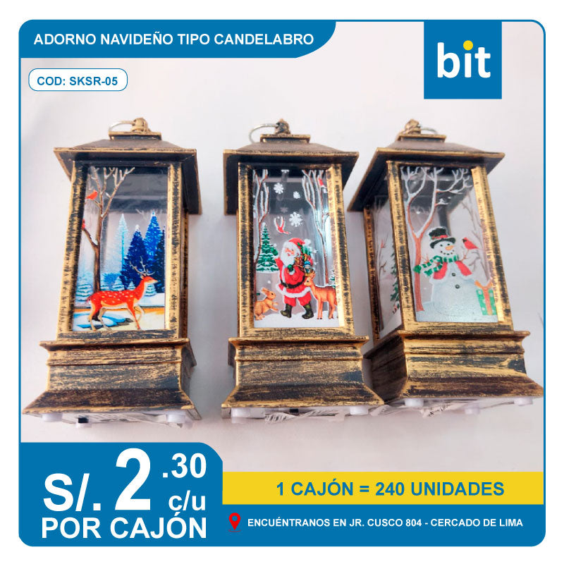 C03 ADORNO NAVIDEÑO CON TIPO CANDELABRO CON LUZ ARTIFICIAL / COD:SKSR-05- CJN 240 UNDS