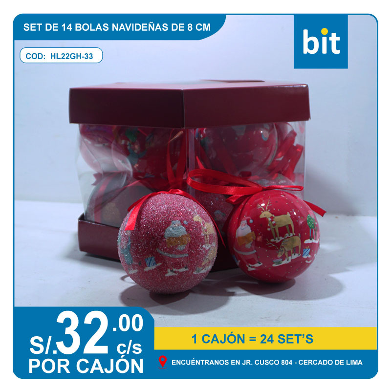 C03 SET DE 14 BOLAS NAVIDENAS EN DE 8CMS/ COD:HL22GH-33 - CJN 24 SET'S