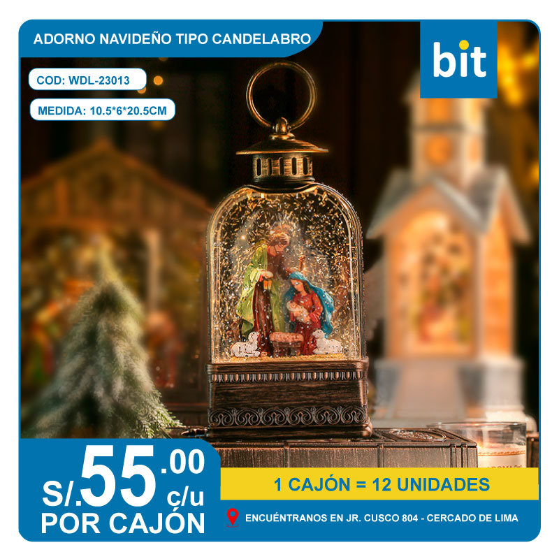 C03 ADORNO NAVIDEÑO TIPO CANDELABRO TAMAÑO: 10.5*6*20.5CM/ COD:WDL-23013C- CJN 12 UNDS