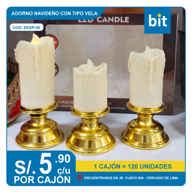 C03 ADORNO NAVIDEÑO CON TIPO VELA CON LUZ ARTIFICIAL / COD:SKSR-06- CJN 120 UNDS