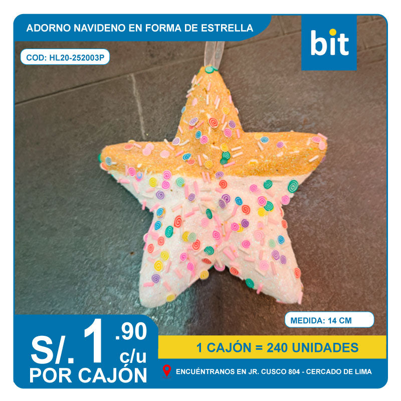 C03 ADORNO ARBOL NAVIDENO DE ESPUMA EN FORMA DE ESTRELLA DE 14CM/ COD: HL25FY-175 - CJN 240 UNDS