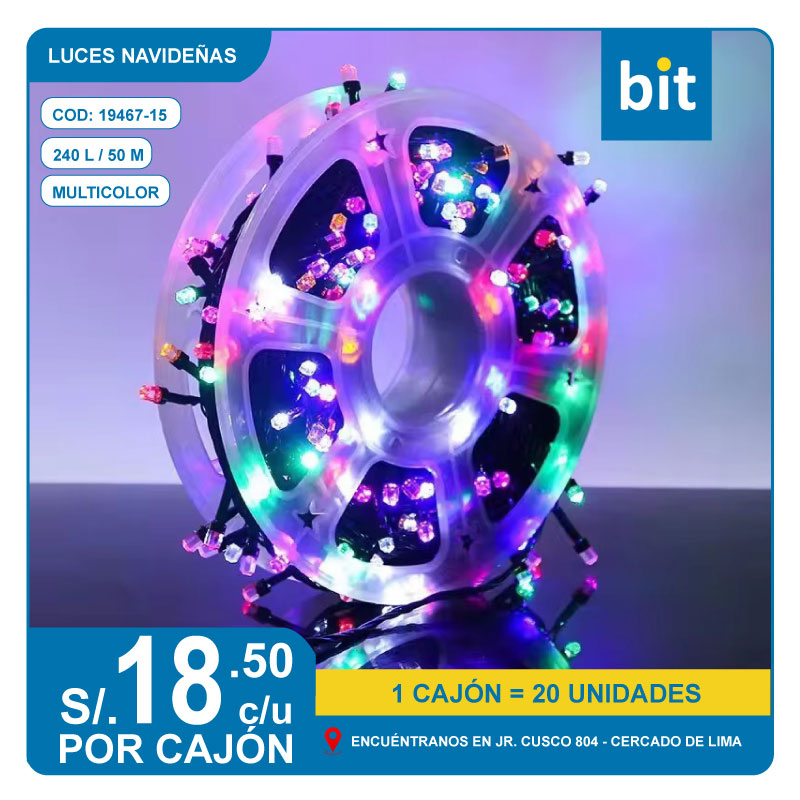 C03 LUCES NAVIDEÑAS 240 L - 50M COLOR MULTICOLOR/ COD: 19467-15- CJN 20 UNDS