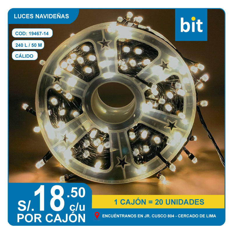 C03 LUCES NAVIDEÑAS 240 L - 50M COLOR CÁLIDO/ COD: 19467-14- CJN 20 UNDS