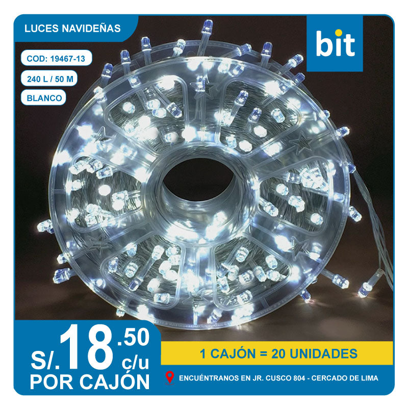 C03 LUCES NAVIDEÑAS 240 L - 50M COLOR BLANCO/ COD: 19467-13- CJN 20 UNDS