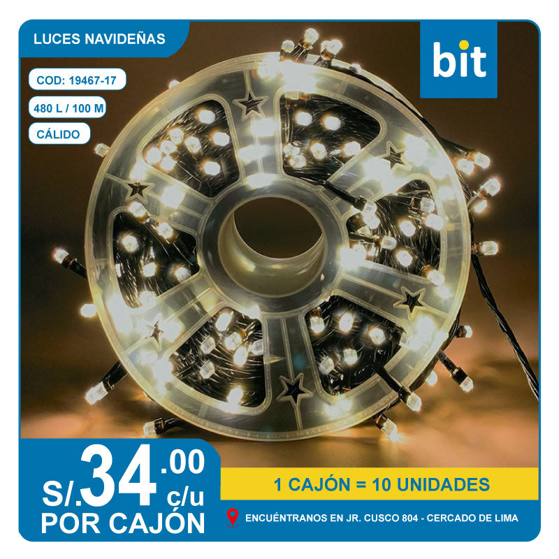 C03 LUCES NAVIDEÑAS 480 L - 100M COLOR CÁLIDO/ COD: 19467-17- CJN 10 UNDS