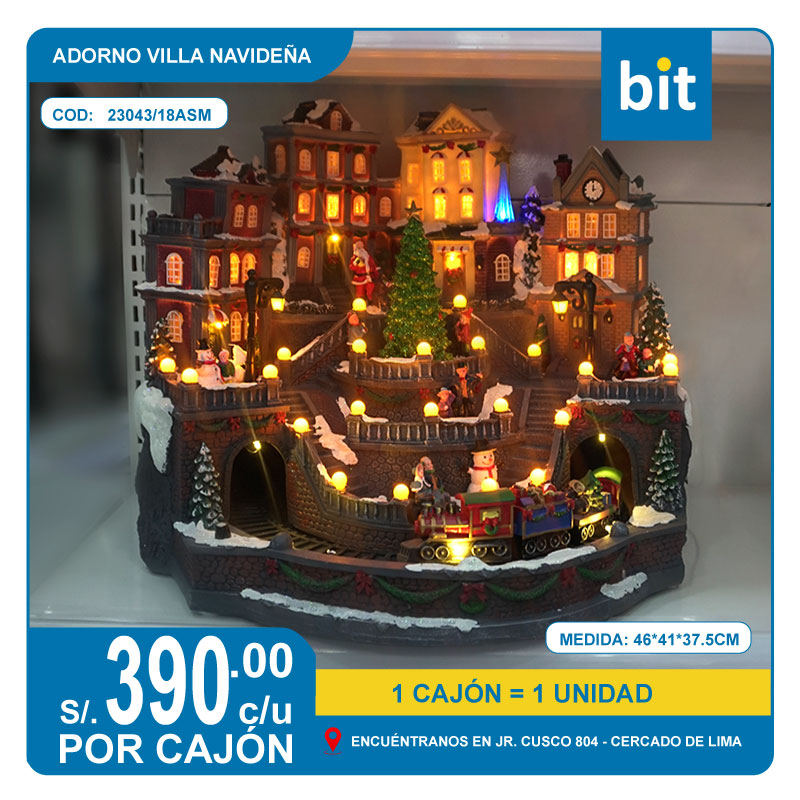 C03 ADORNO VILLA NAVIDEÑA MEDIDA : 46*41*37.5CM/ COD: 23043/18ASM CJN 1 UND