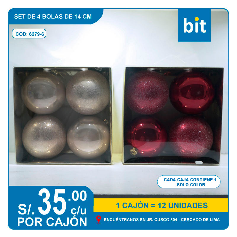 C03 14cm-SET DE 4 BOLAS/ COD:6279-6- CJN 12 UNDS