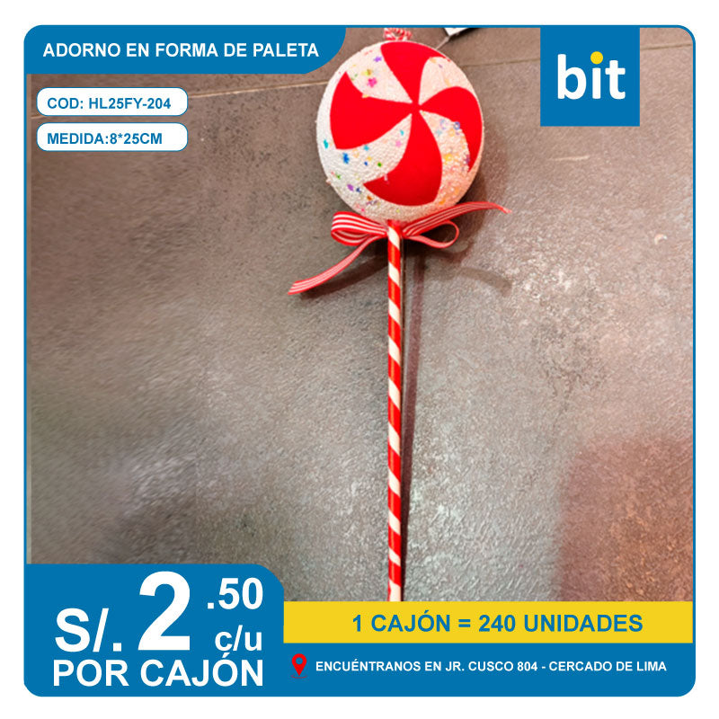 C03 ADORNO ARBOL NAVIDENO 8X25CM / COD:HL25FY-204- CJN 240 UNDS