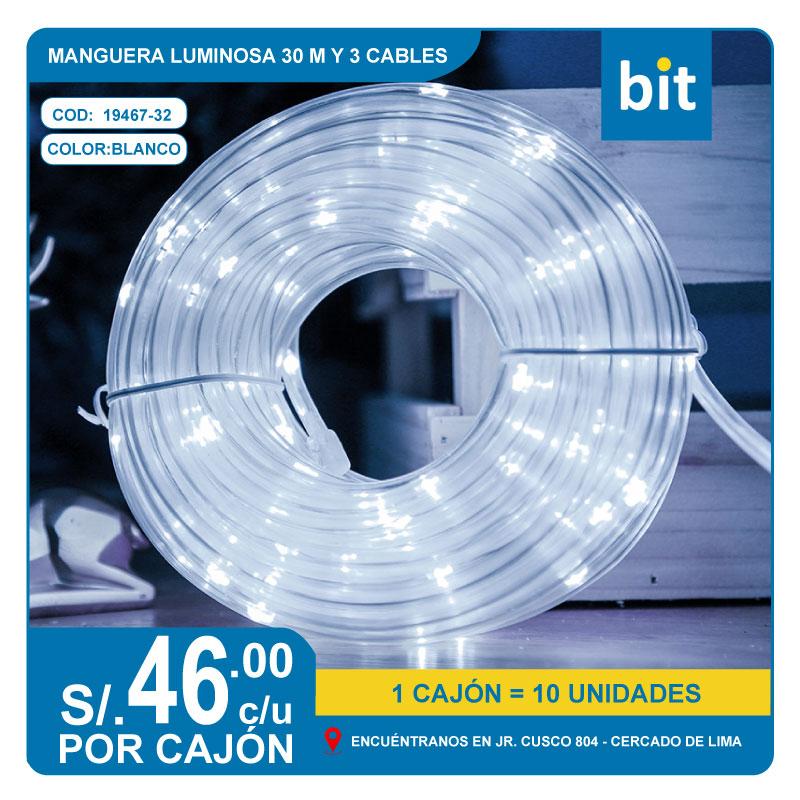 C03 MANGUERA LUMINOSA 30M Y 3 CABLES COLOR BLANCO/ COD: 19467-32- CJN 10 UNDS