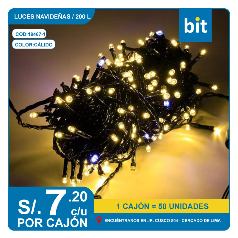 C03 LUCES NAVIDEÑAS 200 L - COLOR CÁLIDO  / COD: 19467-1- CJN 50 UNDS