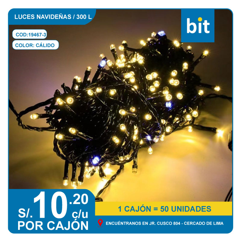 C03 LUCES NAVIDEÑAS 300 L - COLOR CÁLIDO/ COD:19467-3- CJN 50 UNDS