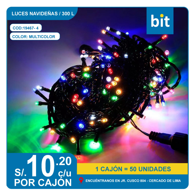 C03 LUCES NAVIDEÑAS 300 L - COLOR MULTICOLOR/ COD: 19467-4- CJN 50 UNDS