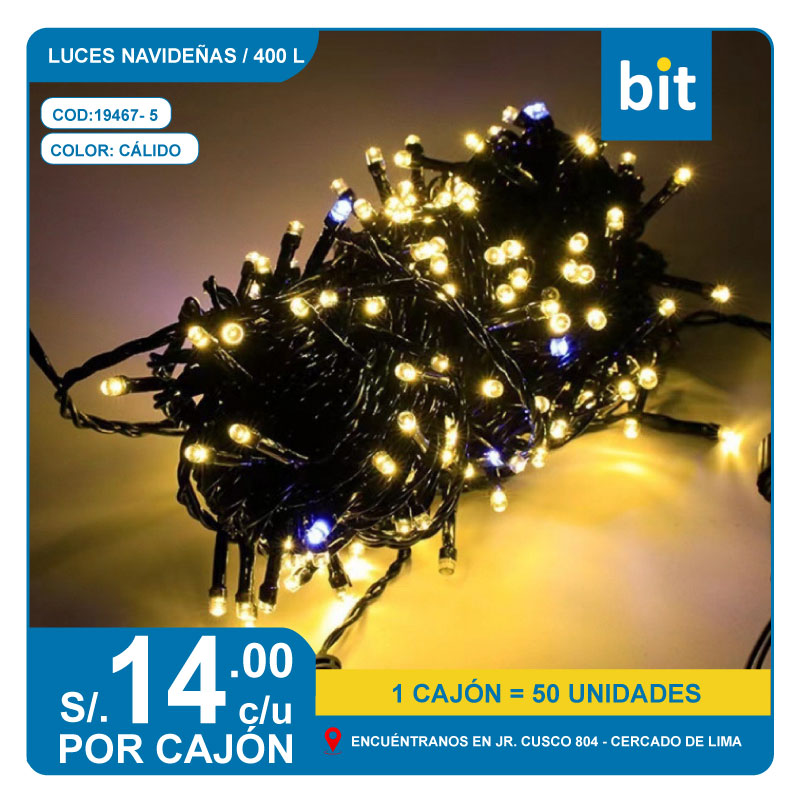 C03 LUCES NAVIDEÑAS 400 L - COLOR CÁLIDO/ COD: 19467-5- CJN 50 UNDS