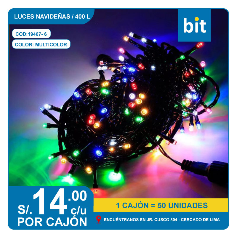 C03 LUCES NAVIDEÑAS 400 L - COLOR MULTICOLOR/ COD: 19467-6- CJN 50 UNDS