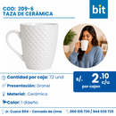 C01 TAZA DE CERAMICA COD:209-6 CJN 72 UND