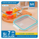 C03 TAPER DE VIDRIO 1040ML / 2 ESPACIOS / COD: 36259-4- CJN 24 UNDS