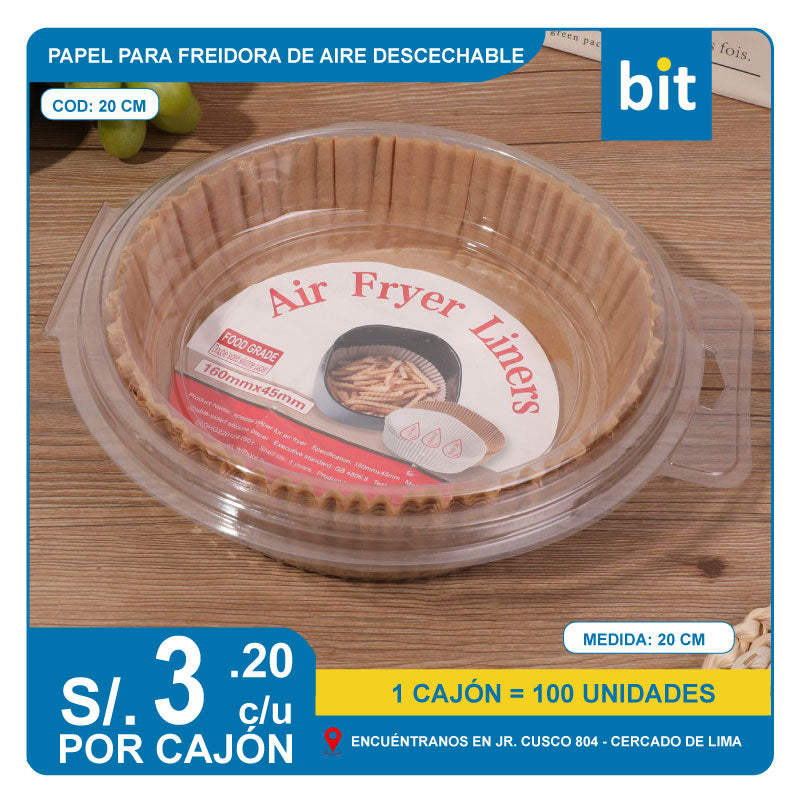 C03 PAPEL PARA FREIDORA DE AIRE DESCECHABLE 20CMS/ COD: 20 CM CJN 100UNDS