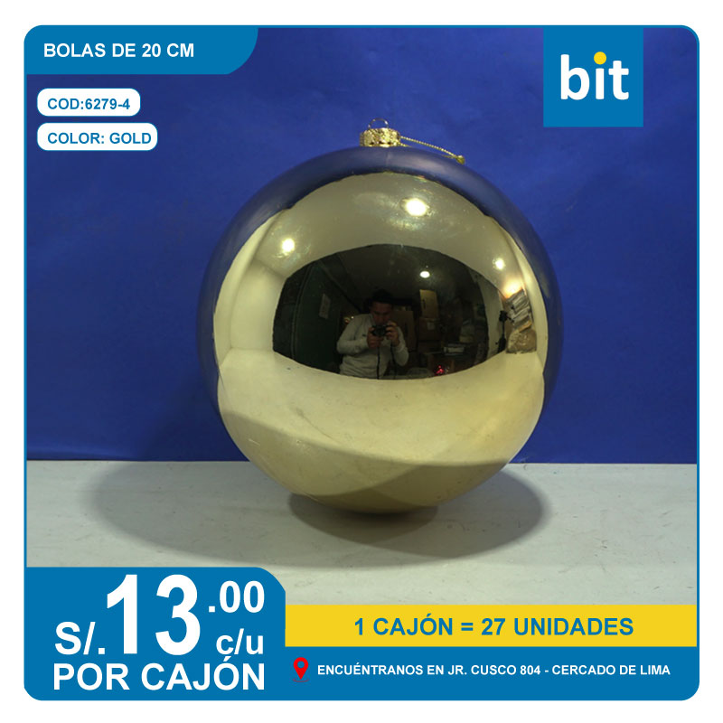 C03 BOLAS DE 20 CM- GOLD/ COD:6279-4 - CJN 27 UNDS