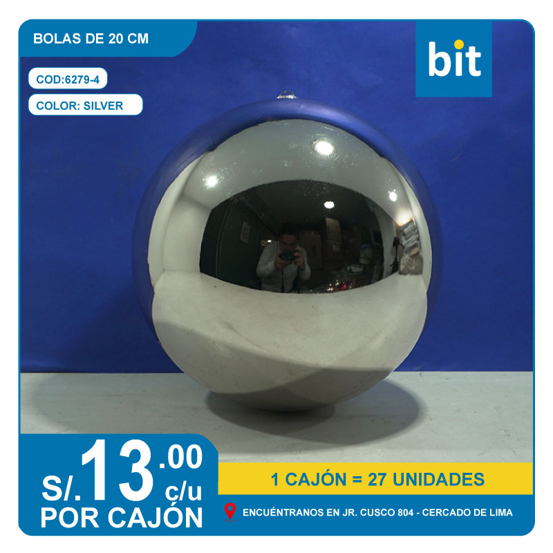 C03 BOLAS DE 20 CM- SILVER / COD:6279-4 - CJN 27 UNDS