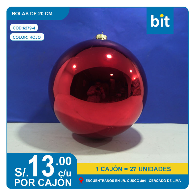 C03 BOLAS DE 20 CM- ROJO/ COD:6279-4 - CJN 27 UNDS