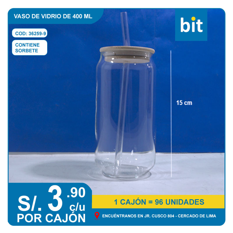 C03 VASO DE VIDRIO DE 400 ML / COD:36259-9 - CJN 96 UNDS