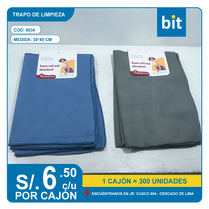 C03 TRAPO DE LIMPIEZA  30*40 / COD: 9034 -  CJN 300 UNDS