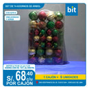 C03 SET DE 74 ADORNOS DE ARBOL- VINO, DORADO Y VERDE / COD:6279-5 - CJN 8 UNDS