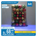 C03 SET DE 74 ADORNOS DE ARBOL- ROJO, DORADO Y VERDE / COD:6279-5 - CJN 8 UNDS