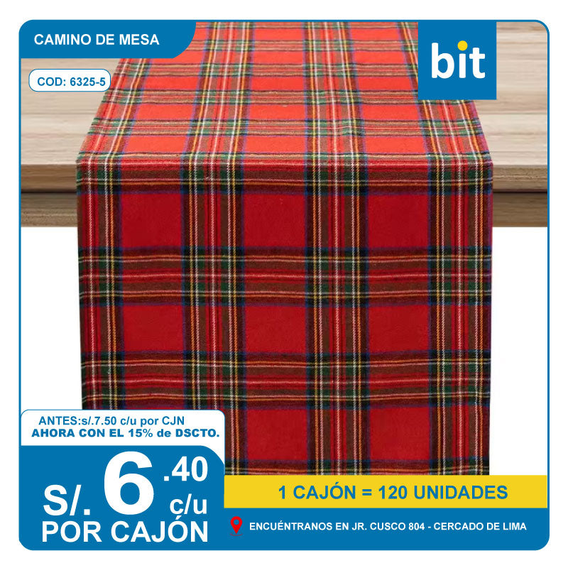 C03  CAMINO DE MESA  MATERIAL TELA  / COD: 6325-5 - CJN 120 UNDS