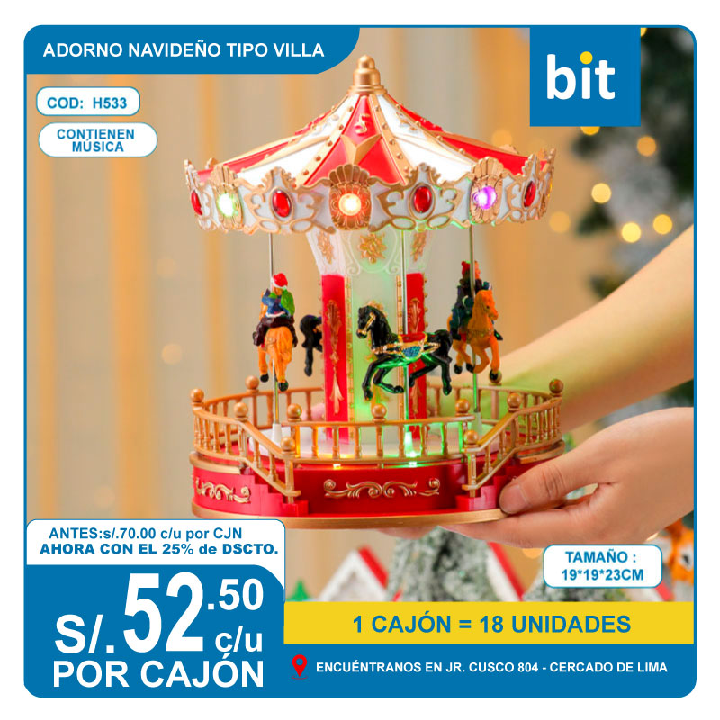 C03 ADORNO NAVIDEÑO TIPO VILLA TAMAÑO : 19*19*23CM / COD: H533 - CJN 18 UNDS