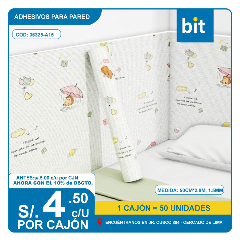 C03 ADHESIVO DE PARED TAMAÑO:  50CM*2.8M,  1.5MM/ COD: 36325-A15CJN 50 UNDS