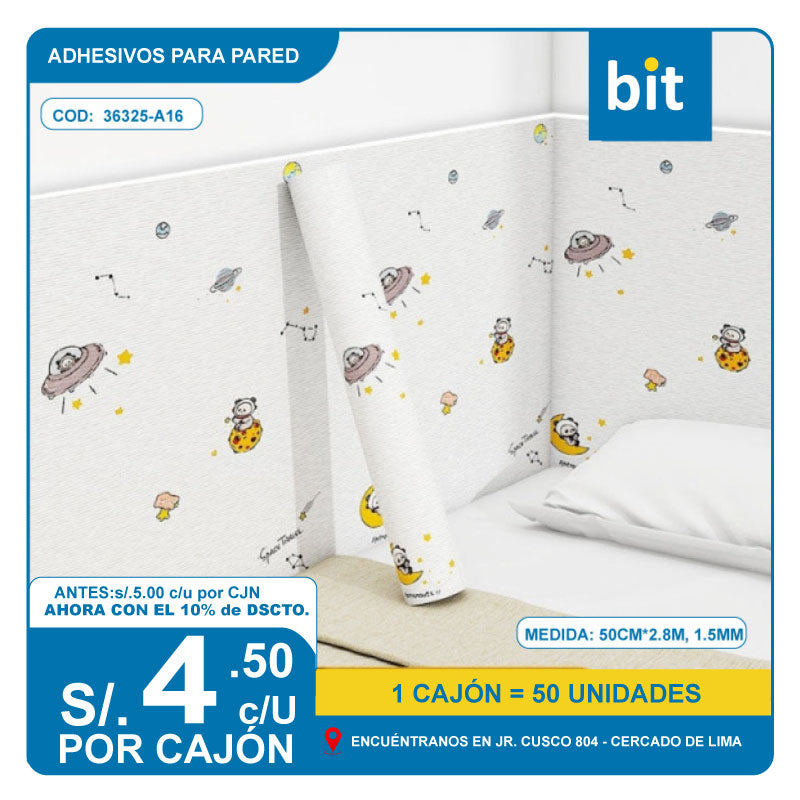 C03 ADHESIVO DE PARED TAMAÑO:  50CM*2.8M,  1.5MM/ COD: 36325-A16 CJN 50 UNDS