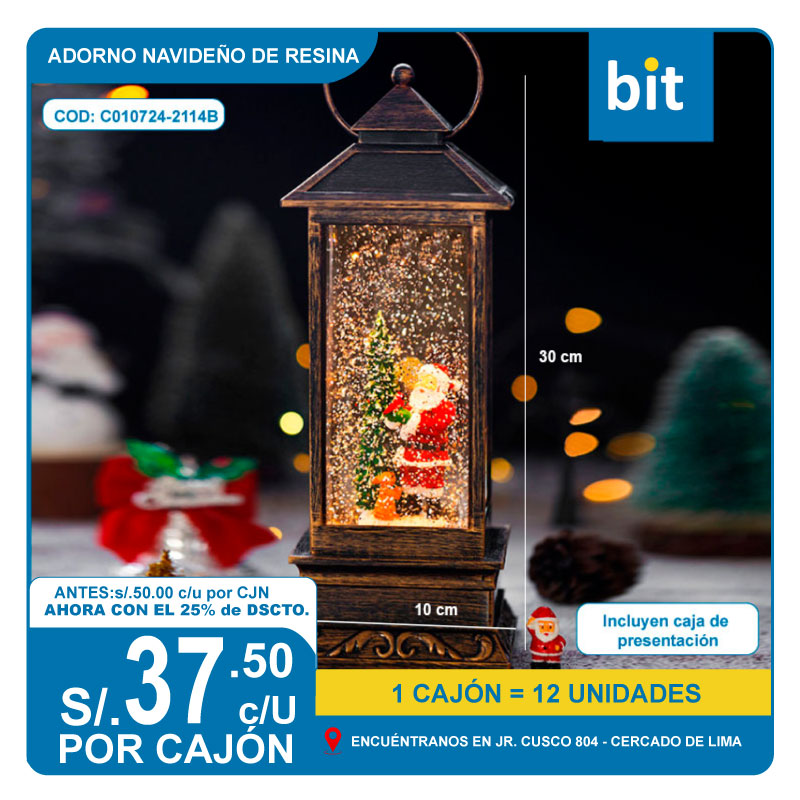 C01 ADORNO NAVIDEÑO DE RESINA COD: WDL-2114B -- CJN  12 UNDS