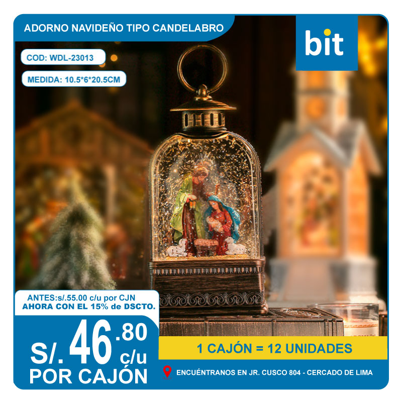 C03 ADORNO NAVIDEÑO TIPO CANDELABRO TAMAÑO: 10.5*6*20.5CM/ COD:WDL-23013C- CJN 12 UNDS