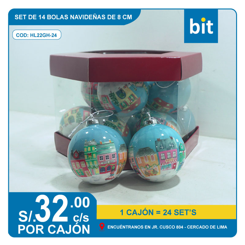 C03 ADORNO NAVIDEÑO / SET DE 14 BOLAS   / COD: HL22GH-24- CJN 24 UNDS