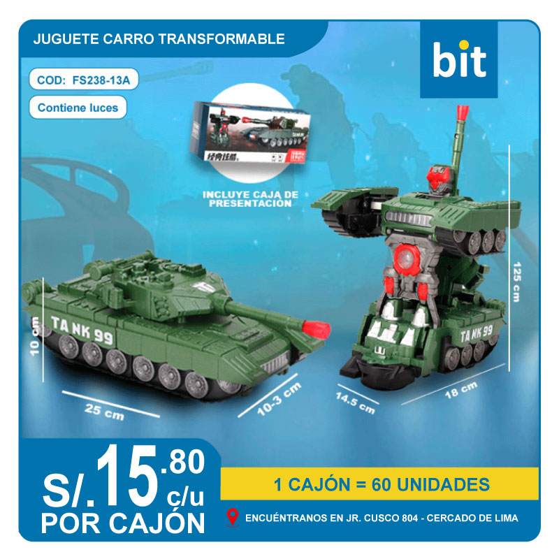 JUGUETE CARRO  TRANSFORMABLE COD: FS238-13A CJ DE 60 UND