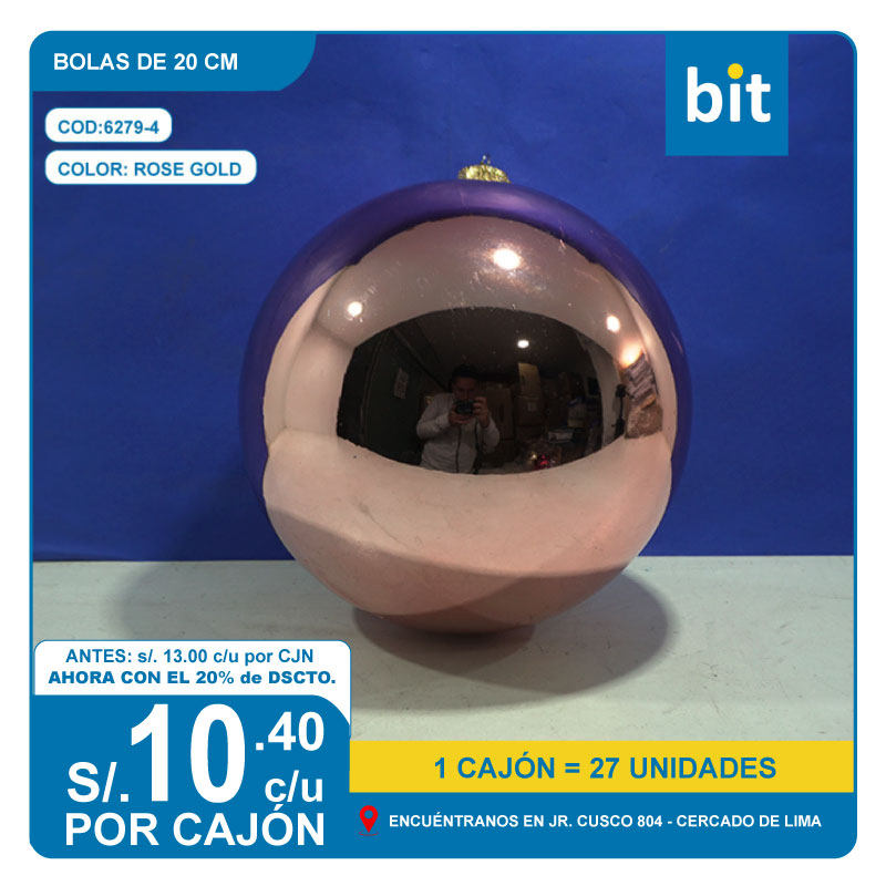 C03 BOLAS DE 20 CM- ROSE GOLD / COD:6279-4 - CJN 27 UNDS