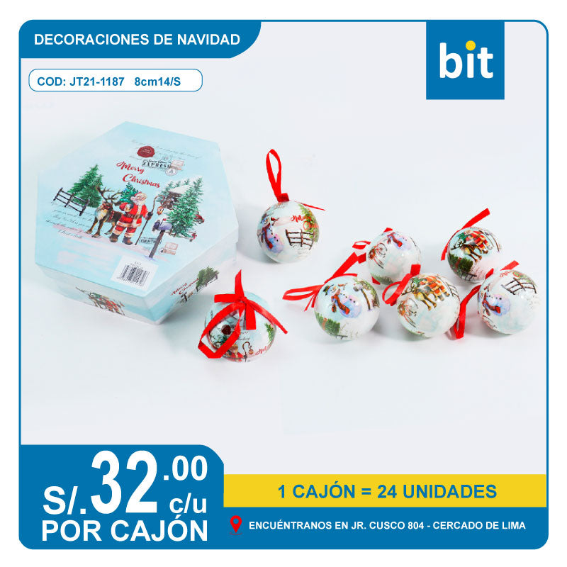 C03 DECORACIONES DE NAVIDAD / COD:JT21-1187  8cm 14/S- CJN 24 UNDS