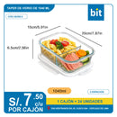 C03 TAPER DE VIDRIO 1040ML / 2 ESPACIOS (LUCANAS)   / COD:36259-2- CJN 24 UNDS