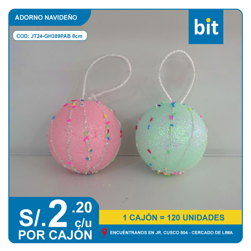 C03 ADORNO NAVIDEÑO / COD:JT24-GH389PAB 8cm- CJN 120UNDS