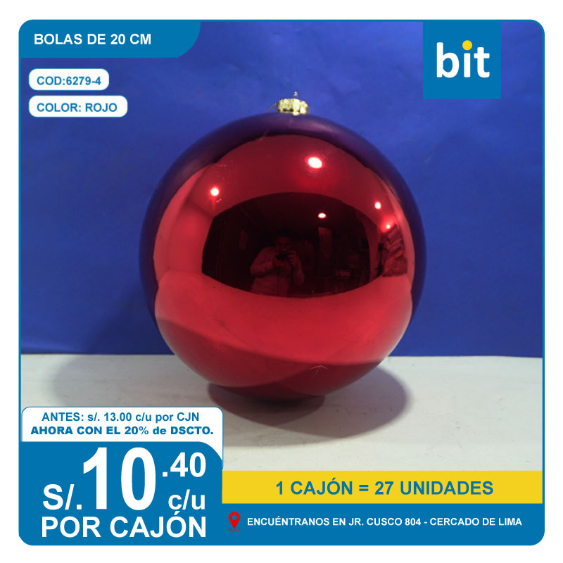 C03 BOLAS DE 20 CM- ROJO/ COD:6279-4 - CJN 27 UNDS